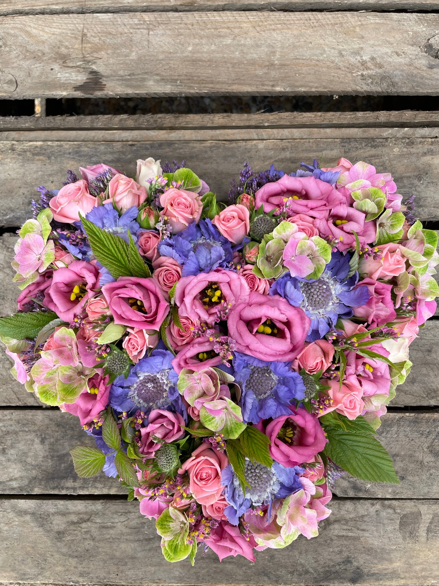 Blomsterhjärta i rosa & blått